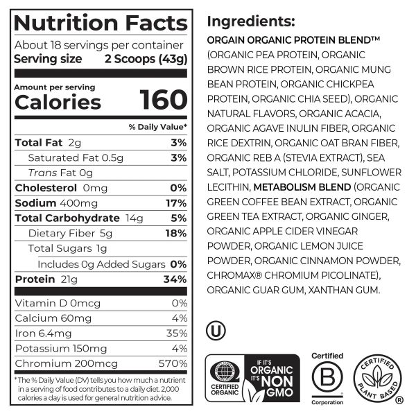 Organic Protein Powder + Metabolism Blend Vanilla Bean - Image 2
