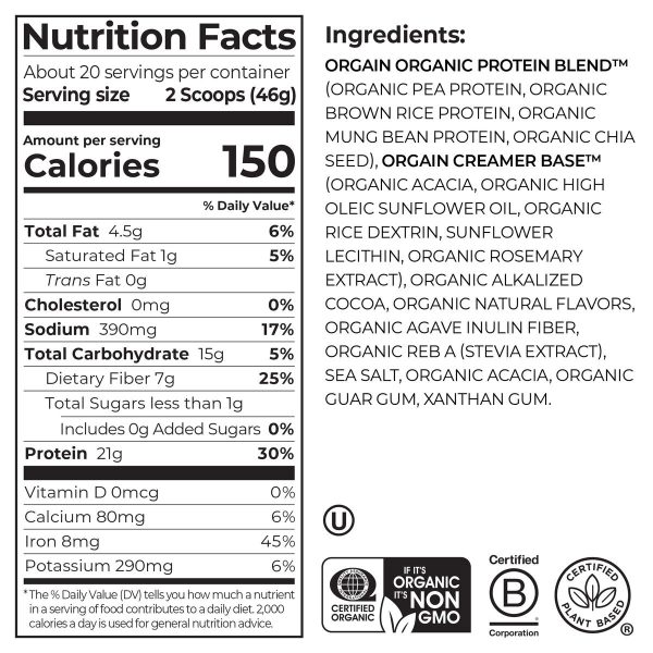 Organic Protein? Plant Based Protein Powder - Creamy Chocolate Fudge - Image 2