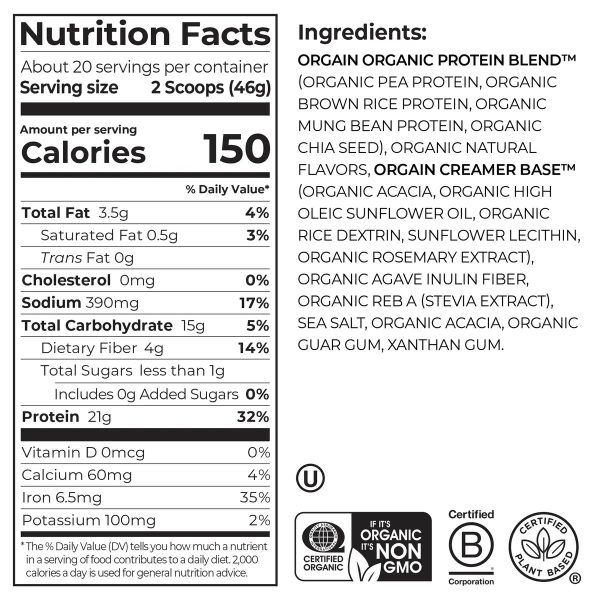 Organic Protein? Plant Based Protein Powder - Vanilla Bean - Image 2