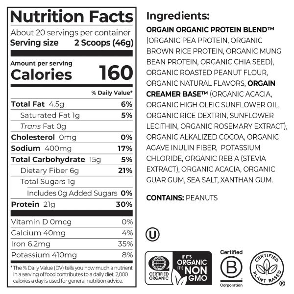 Organic Protein? Plant Based Protein Powder - Chocolate Peanut Butter - Image 2