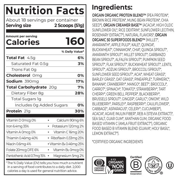 Organic Protein? & Superfoods Plant Based Protein Powder - Vanilla bean - Image 2