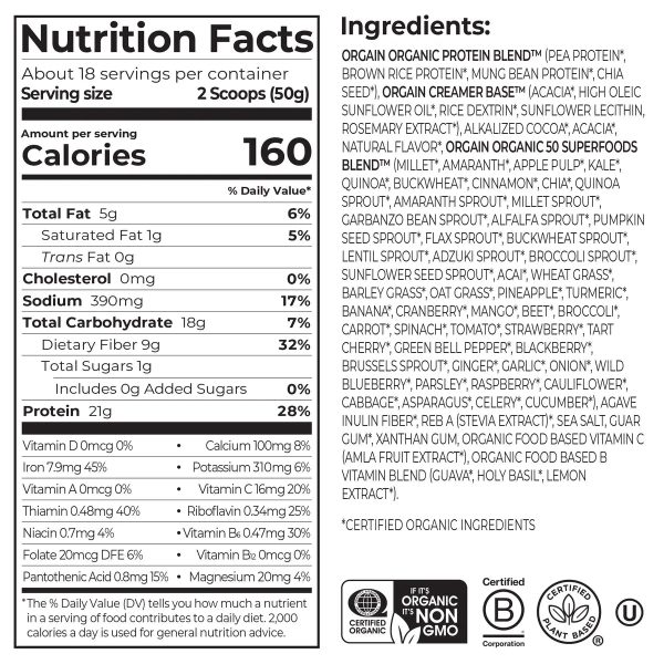 Organic Protein? & Superfoods Plant Based Protein Powder - Creamy Chocolate Fudge - Image 2