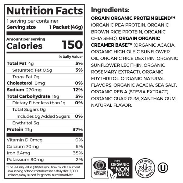 Single Serve Organic Protein? Plant Based Protein Powder - Vanilla Bean - Image 2