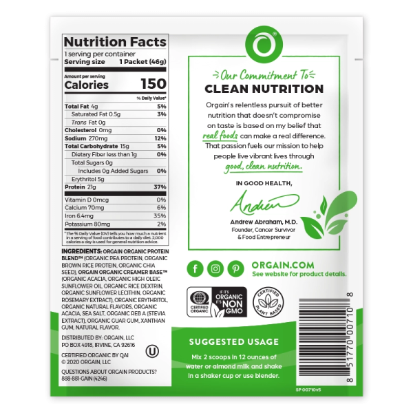 Single Serve Organic Protein? Plant Based Protein Powder - Vanilla Bean - Image 3