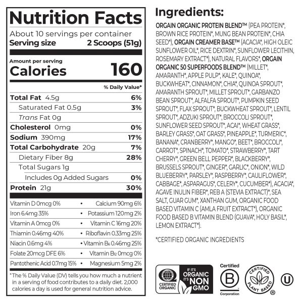 Organic Protein? & Superfoods Plant Based Protein Powder - Vanilla bean - Image 6