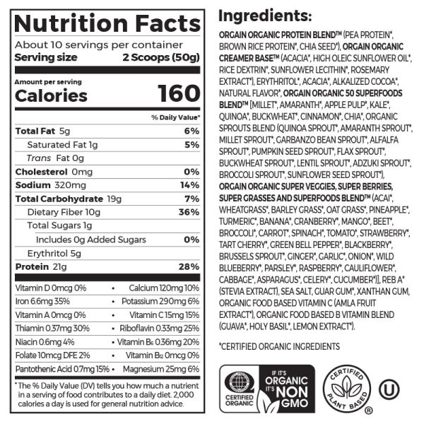 Organic Protein? & Superfoods Plant Based Protein Powder - Creamy Chocolate Fudge - Image 6