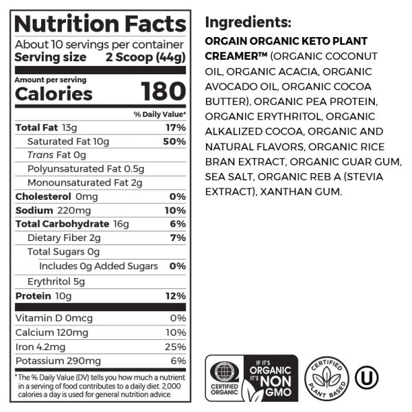 Keto Plant Protein? Organic Keto-genic Protein Powder - Chocolate - Image 2