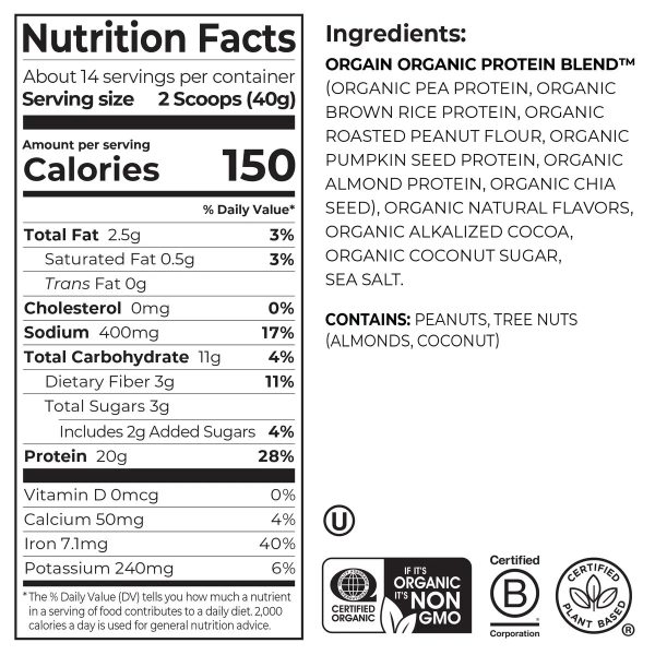 Simple Organic Plant-Based Protein Powder - Creamy Chocolate - Image 2