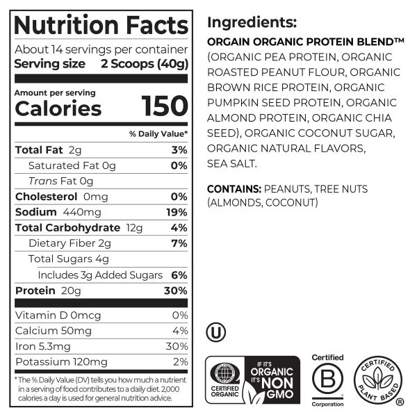 Simple Organic Plant-Based Protein Powder - Peanut Butter - Image 2