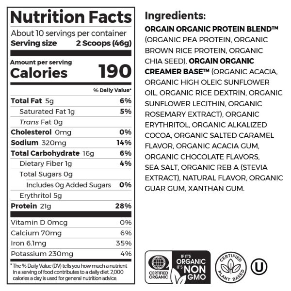 Organic Protein? Plant Based Protein Powder - Chocolate Caramel Sea Salt - Image 2