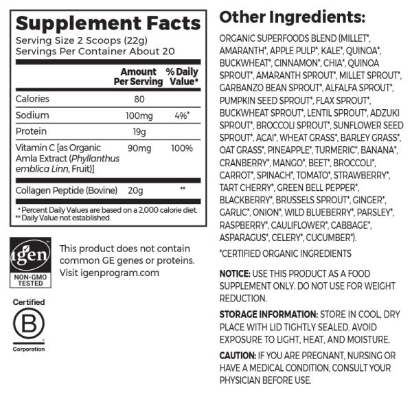 Grass-Fed Pasture Raised Collagen Peptides + Superfoods Powder - Image 2