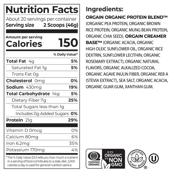 Organic Protein? Plant Based Protein Powder - Cookies 'n Cream - Image 2