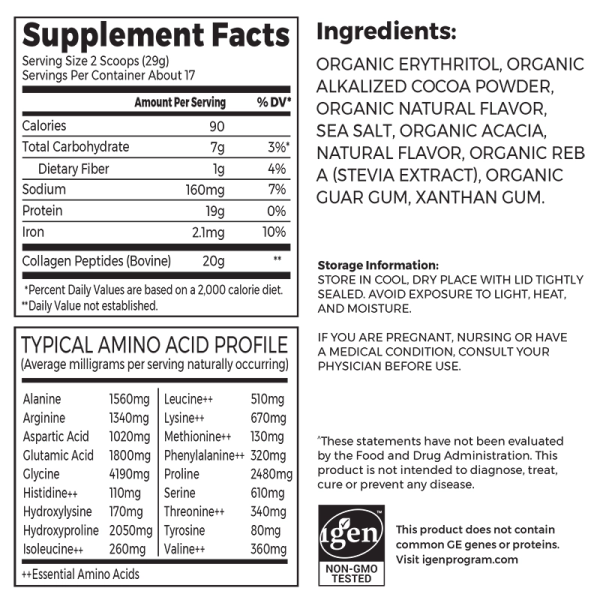 Grass Fed Pasture Raised Collagen Peptides - Chocolate - Image 2