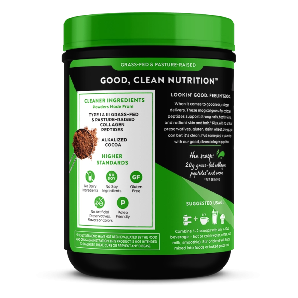Grass Fed Pasture Raised Collagen Peptides - Chocolate - Image 3